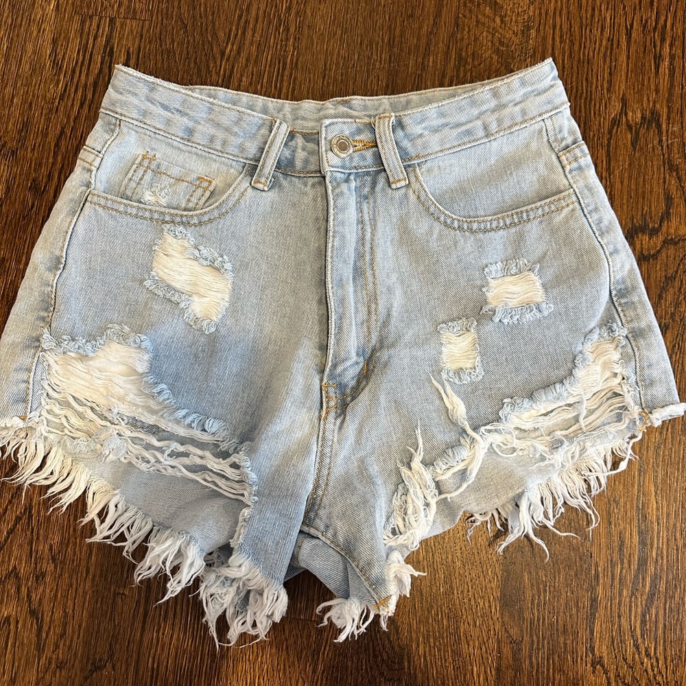 Shein jean shorts size xs high rise light denim wash